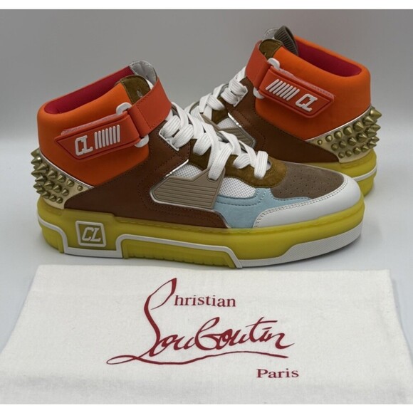 AUTHENTIC Christian Louboutin High Top Sneakers Red Sole Spikes Size 42 EU 9 US main image 7